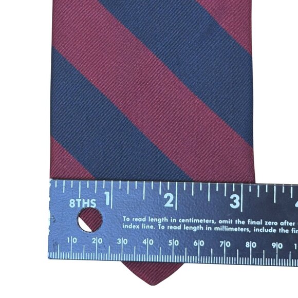 Vintage Brooks Brothers Men’s Burgundy & Navy Striped Silk Tie Made In USA - Picture 7 of 7